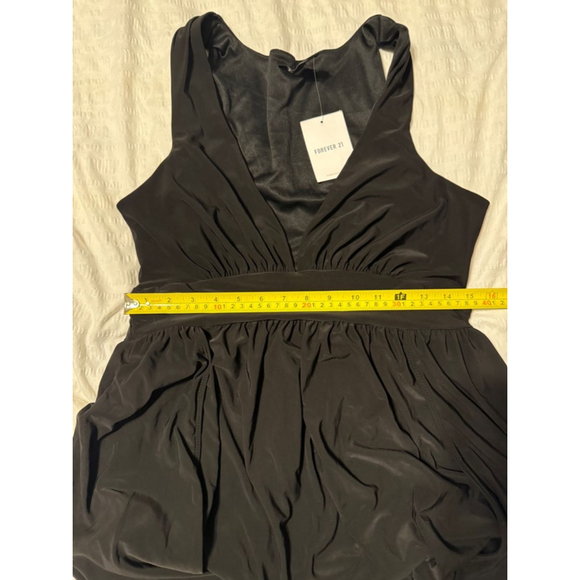 Long Black Maxi Dress Forever 21 High Slits Stretchy Knit L Black New - Picture 5 of 7